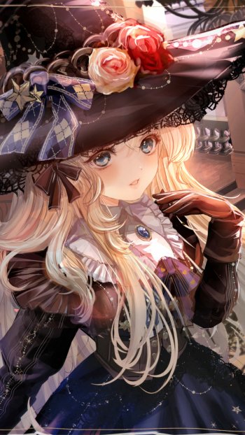 witch hat blonde Anime girl anime girl Phone Wallpaper