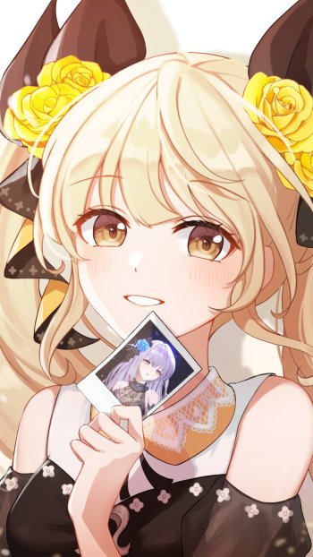 yellow eyes blonde Anime girl anime girl Phone Wallpaper