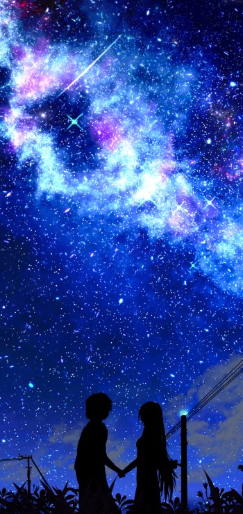 starry sky Anime night anime night Phone Wallpaper