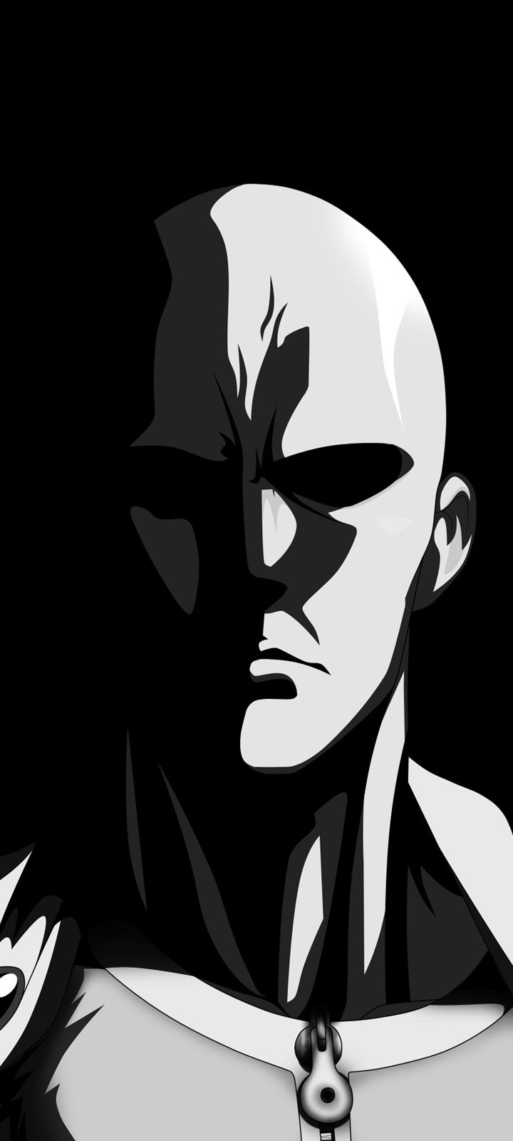 One Punch Man, amoled, black and white, HD phone wallpaper