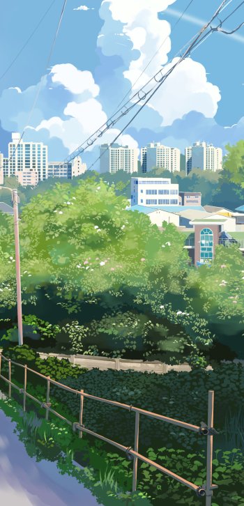 Anime city Phone Wallpaper