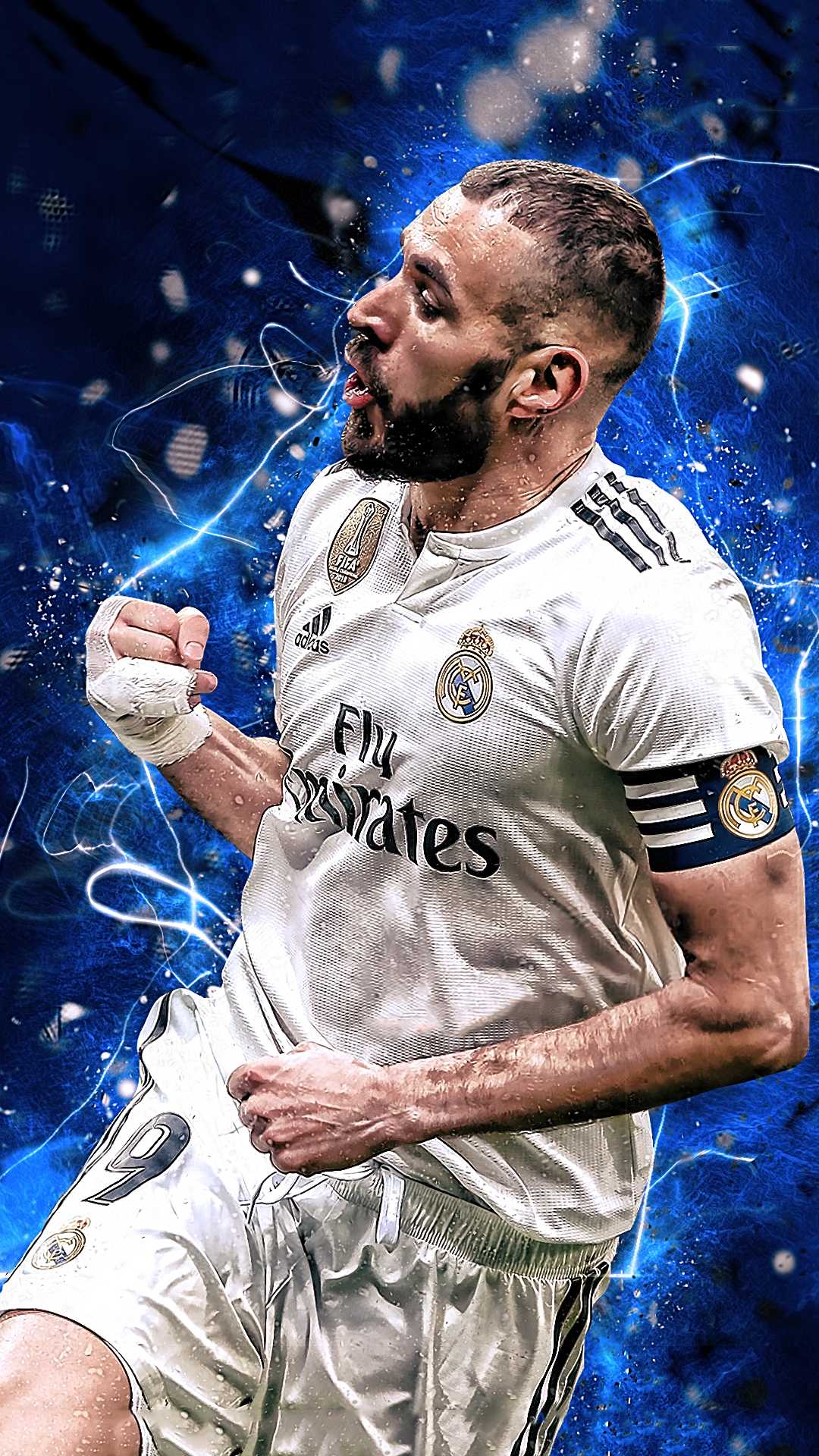 Karim Benzema blue background Real Madrid FC french footballers goal  soccer HD wallpaper  Peakpx