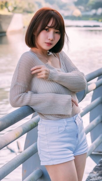 short hair shorts woman asian Phone Wallpaper