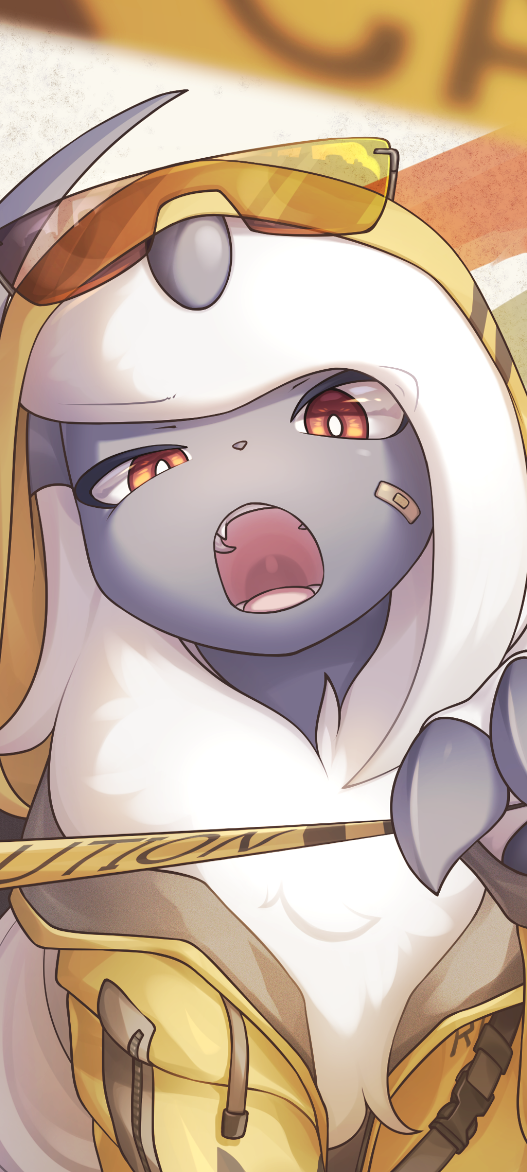 Phone wallpaper featuring Absol from the Pokémon video game series with expressive eyes and dynamic pose, designed for iPhones and Android devices.