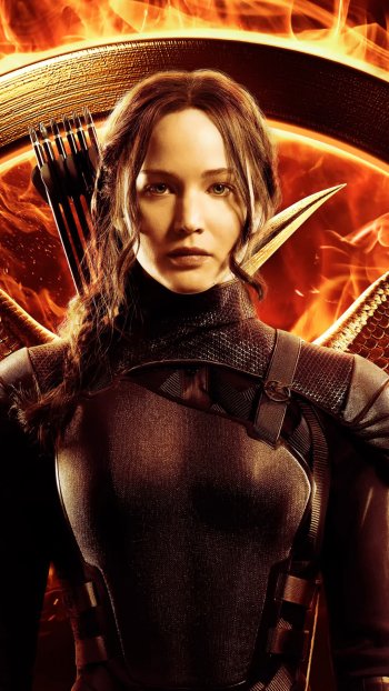 Katniss Everdeen flame wings Jennifer Lawrence The Hunger Games movie The Hunger Games: Mockingjay - Part 1 Phone Wallpaper