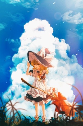 Marisa Kirisame Anime Touhou Phone Wallpaper