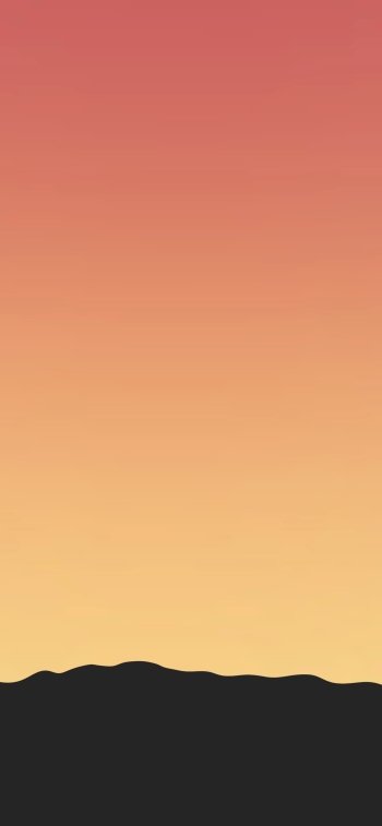 Minimalist phone wallpaper featuring a smooth gradient sunset sky above a simple silhouetted landscape, designed for iOS and Android devices with an artistic, hidden vibe.