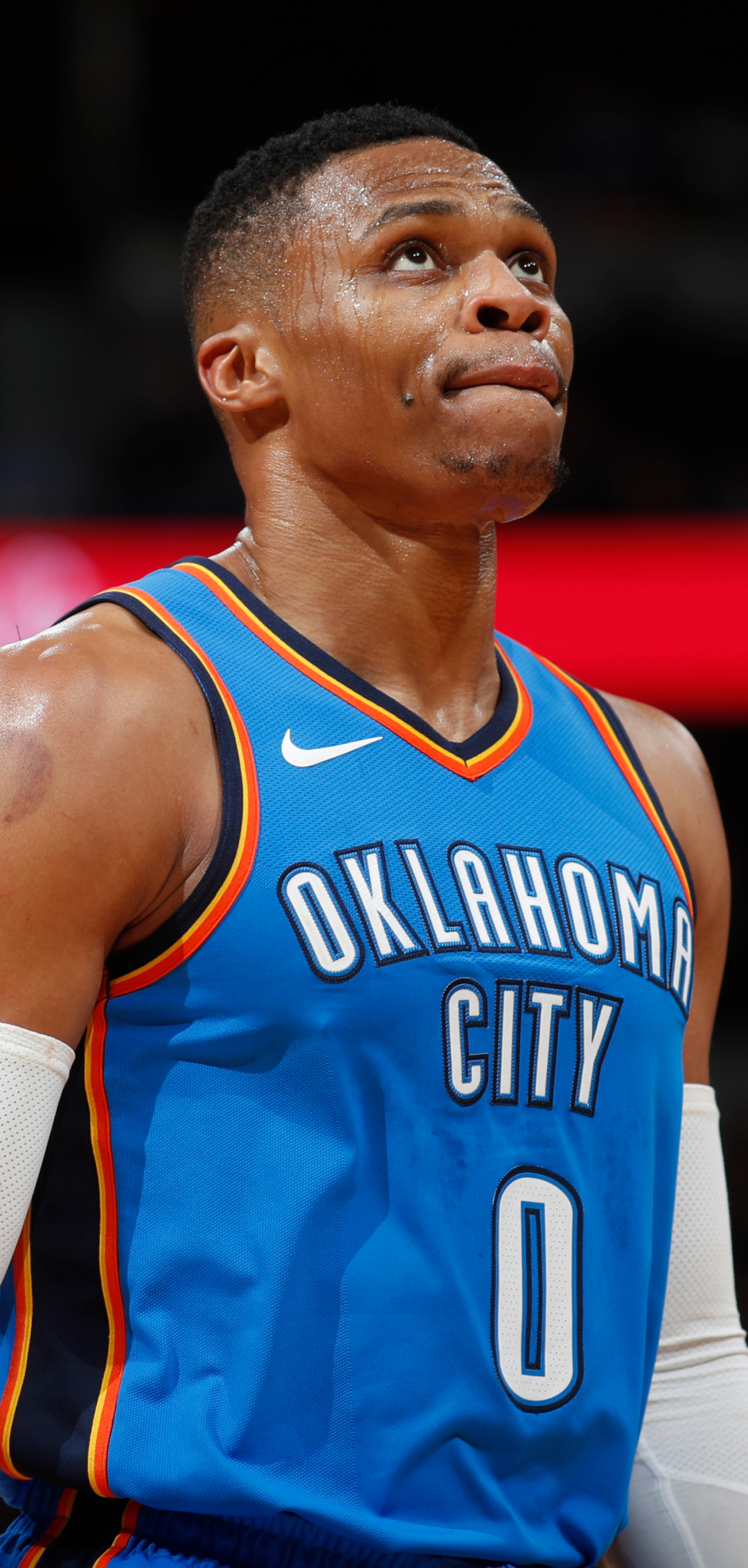 Download Russell Westbrook In Blue Oklahoma Jersey Wallpaper