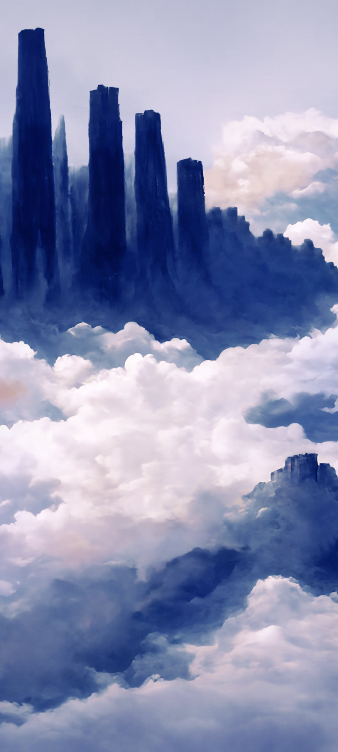 Ancient ruins above in the sky above the clouds, blue by dpcdpc11