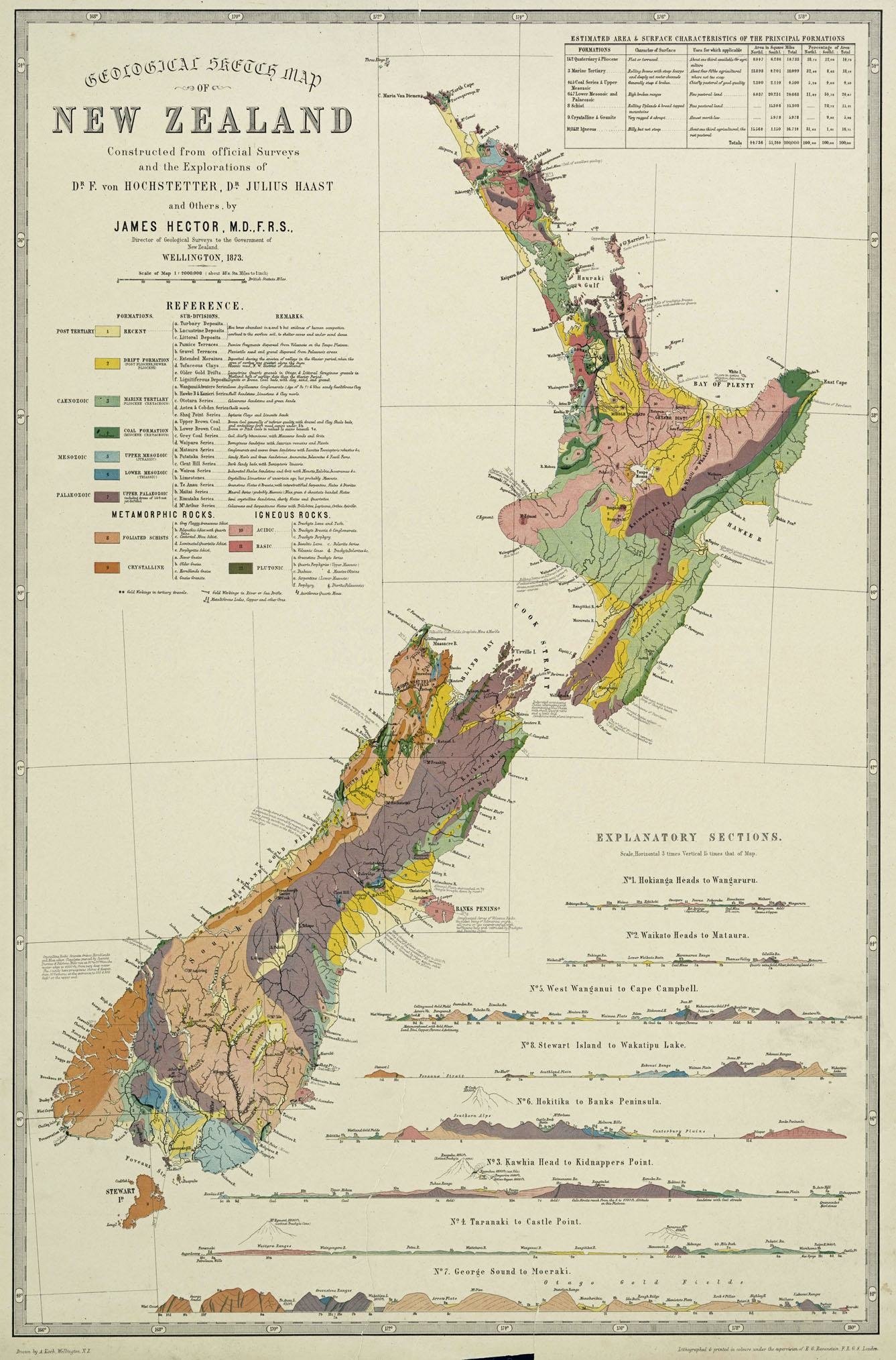 Download 1873 New Zealand Geological Map Misc Map Phone Wallpaper