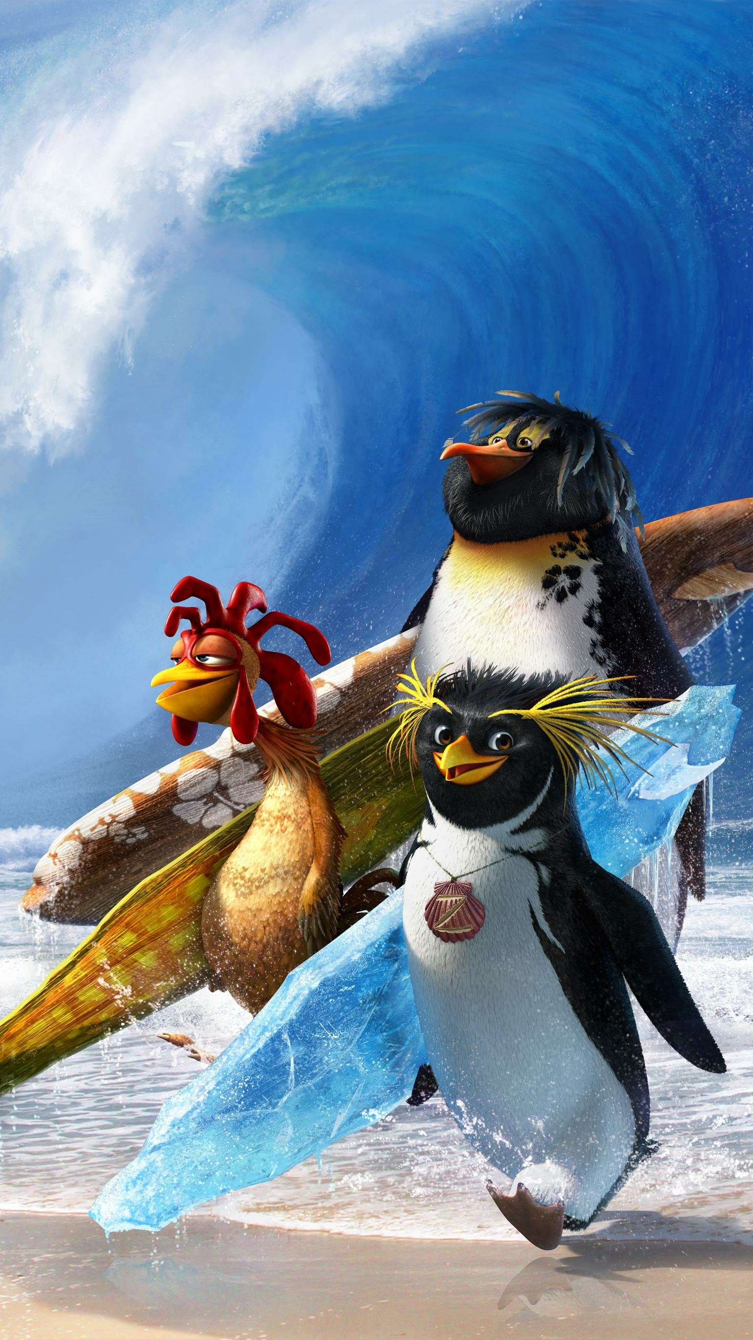 Download Chicken Wave Surfer Surfing Penguin Movie Surf's Up Phone Wallpaper