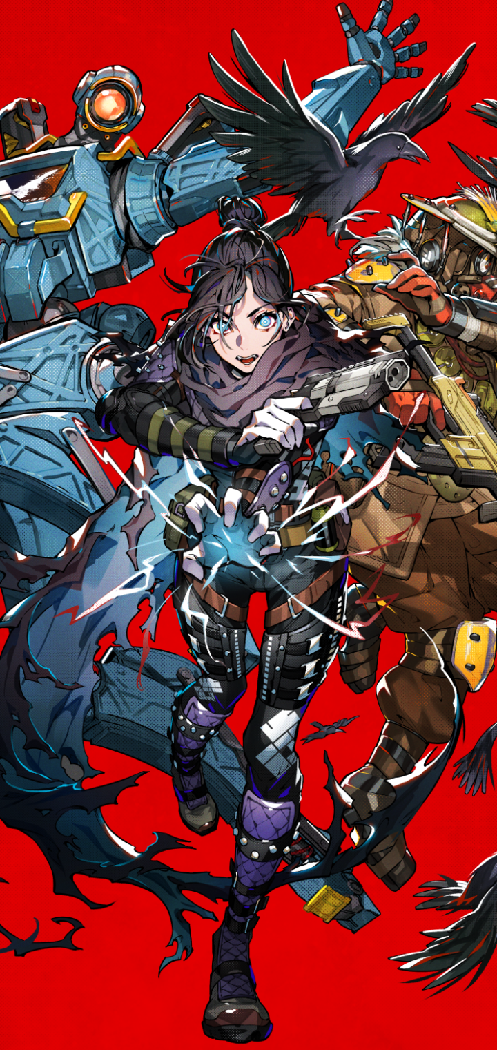 Download Bloodhound (Apex Legends) Pathfinder (Apex Legends) Wraith (Apex Legends) Video Game Apex Legends Phone Wallpaper