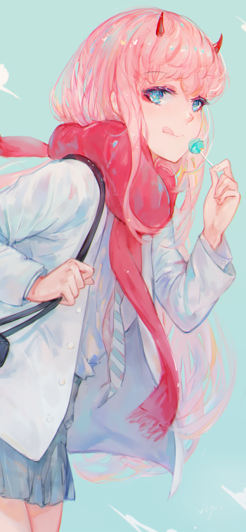 Zero Two (Darling in the FranXX) Anime Darling in the FranXX Phone Wallpaper