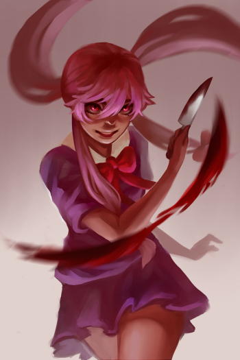 Yuno Gasai Anime Mirai Nikki Phone Wallpaper