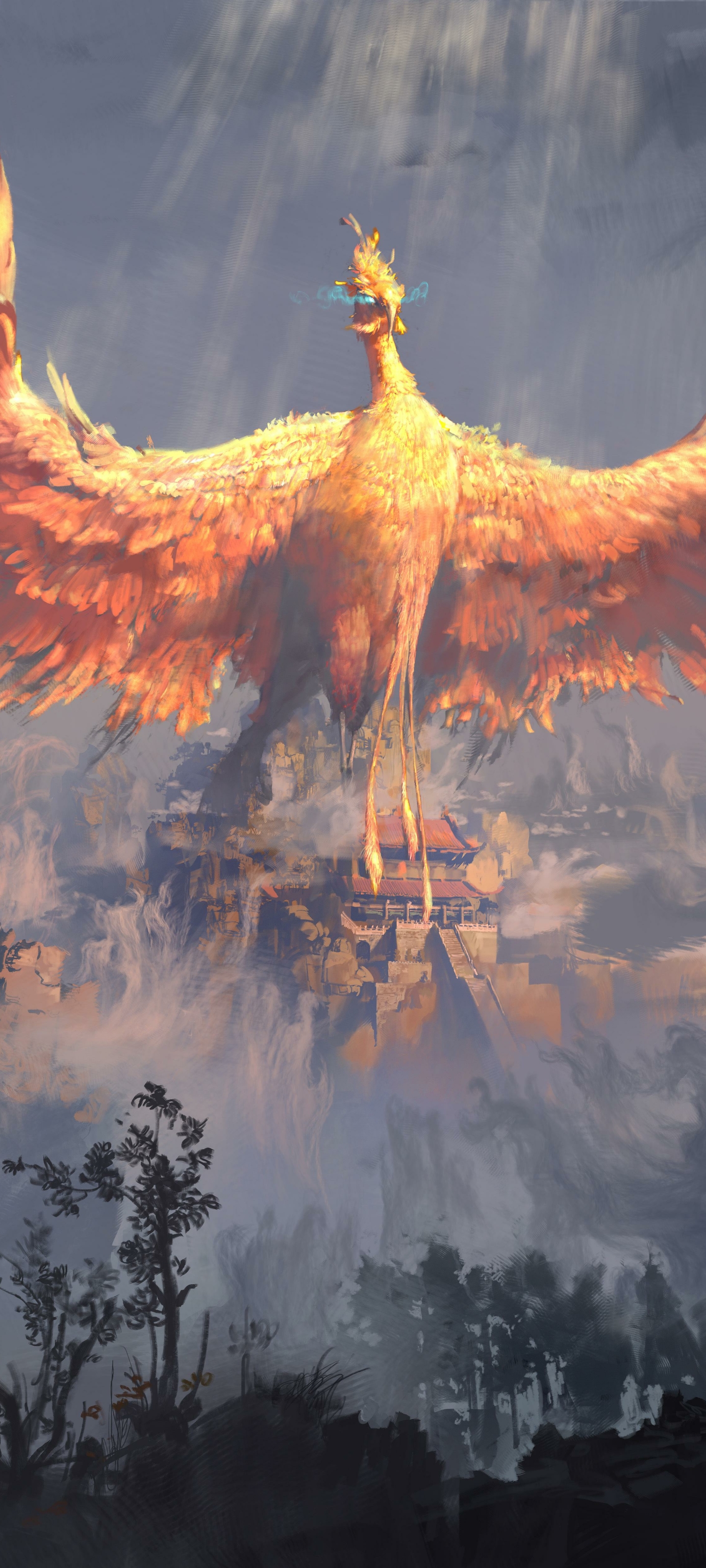 Fantasy Phoenix Phone Wallpaper by Xision Wu