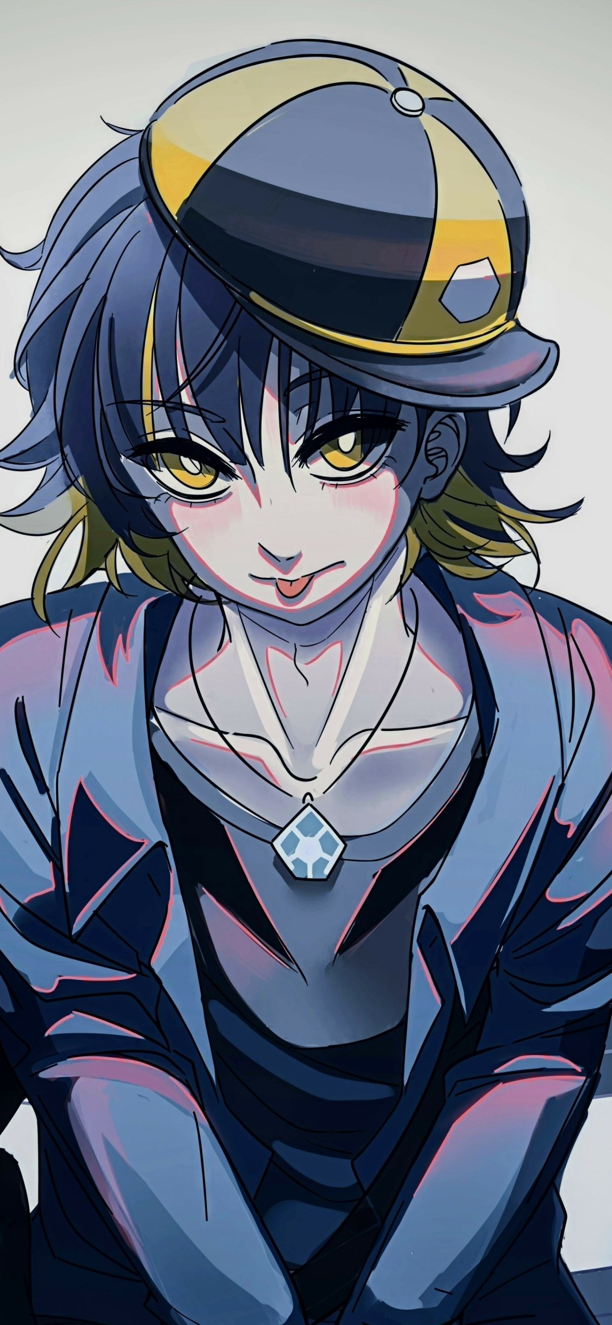 Phone wallpaper featuring Bachira Meguru from the anime Blue Lock, showcasing his intense gaze and signature cap in vibrant colors for iPhone and Android screens.