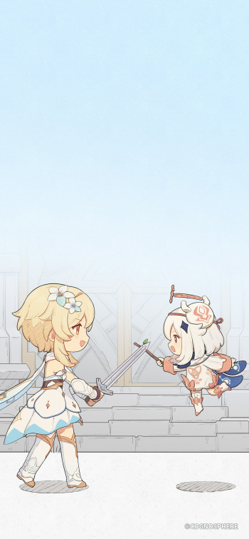 Paimon (Genshin Impact) Lumine (Genshin Impact) video game Genshin Impact Phone Wallpaper