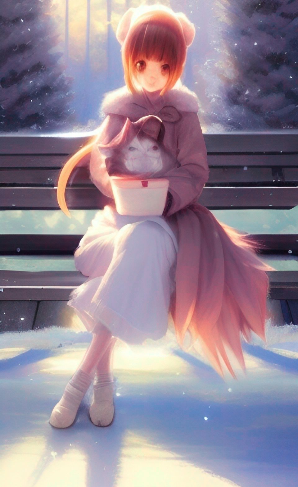 An Anime Girl Sitting On the Bench by drawingkhaganate01