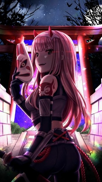 Zero Two (Darling in the FranXX) Anime Darling in the FranXX Phone Wallpaper