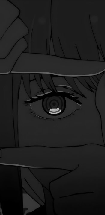 Dark, close-up anime wallpaper of Makima from Chainsaw Man, designed for iPhone and Android screens.