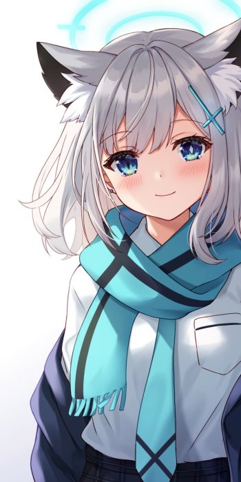 Shiroko Sunaookami cat girl video game Blue Archive Phone Wallpaper