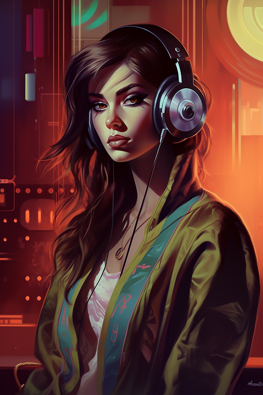 Girl with headphones by vinny47