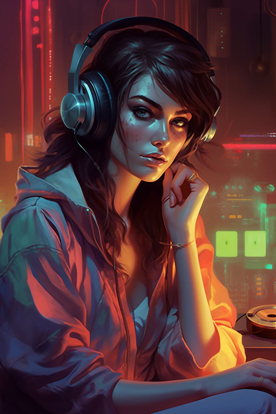 Girl with headphones by vinny47