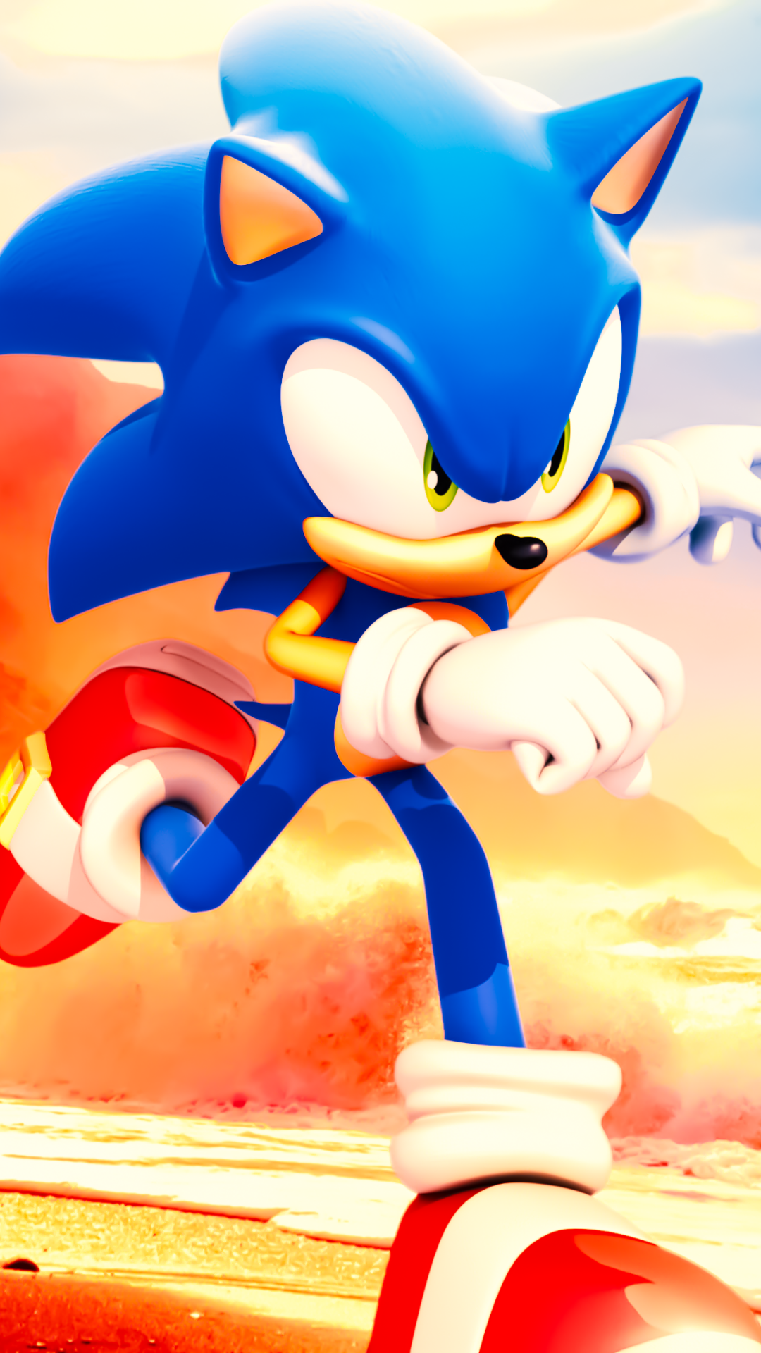 Sonic is running on the beach by Light-Rock