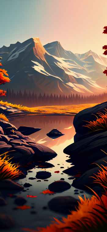 AI Art artistic mountain Phone Wallpaper