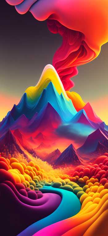 AI Art artistic mountain Phone Wallpaper