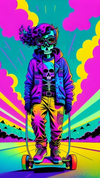  Skateboard skull