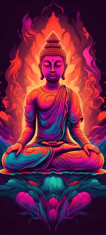  psychedelic vibrant surreal trippy buddha meditating