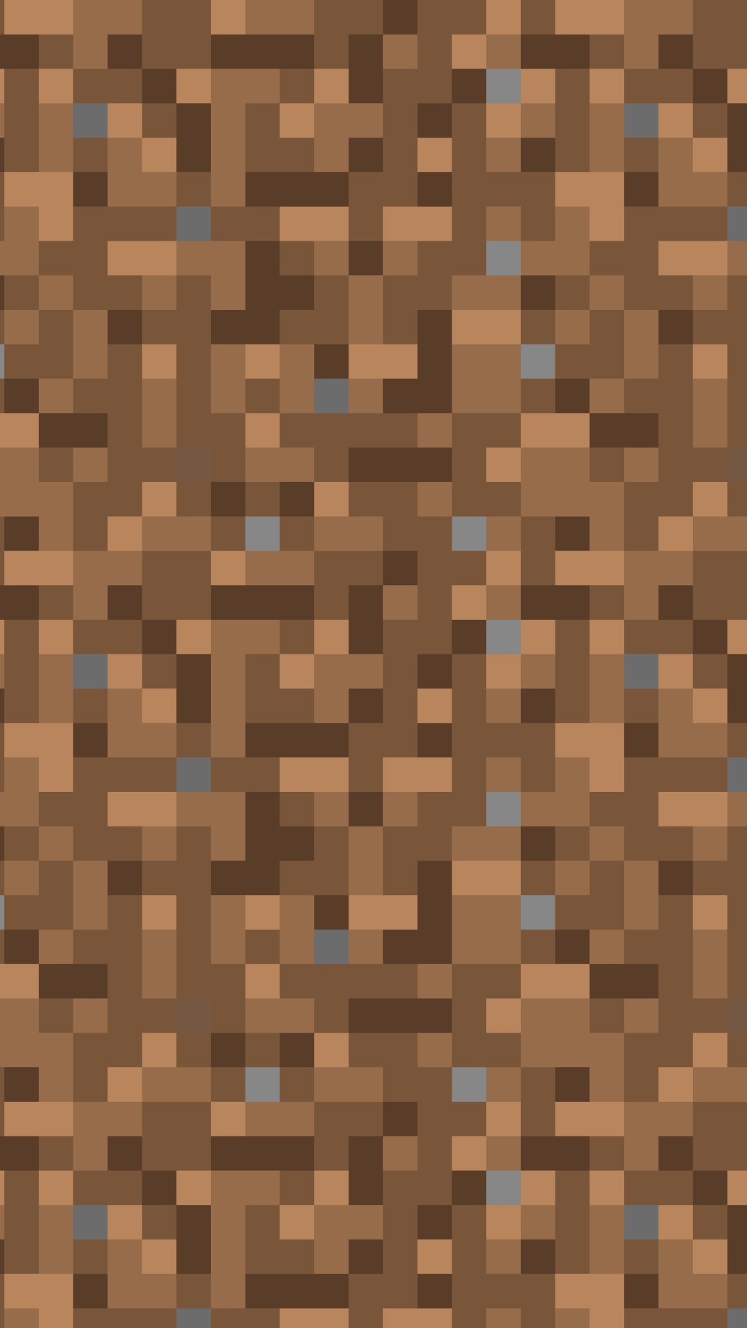 Phone wallpaper featuring a pixelated dirt block pattern from the video game Minecraft, designed for display on iPhone and Android devices.