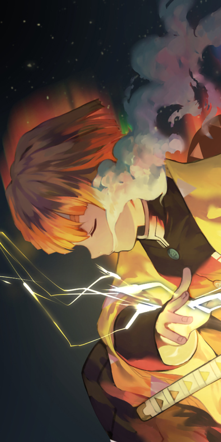 Download Zenitsu Agatsuma Lightning Breath Anime Demon Slayer: Kimetsu No Yaiba Phone Wallpaper