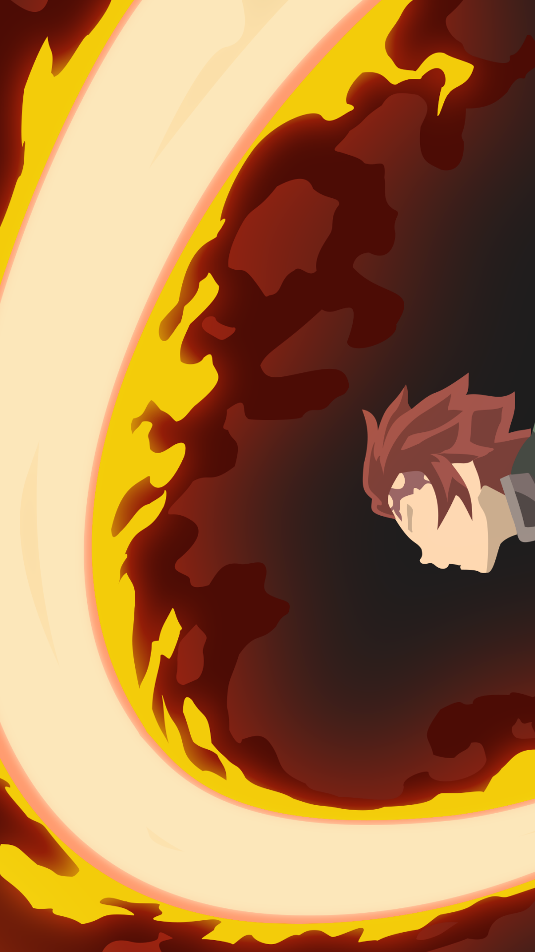 Phone wallpaper featuring anime style from Demon Slayer: Kimetsu no Yaiba, showcasing dynamic fire effects and a character in action, compatible with iPhones and Android phones.