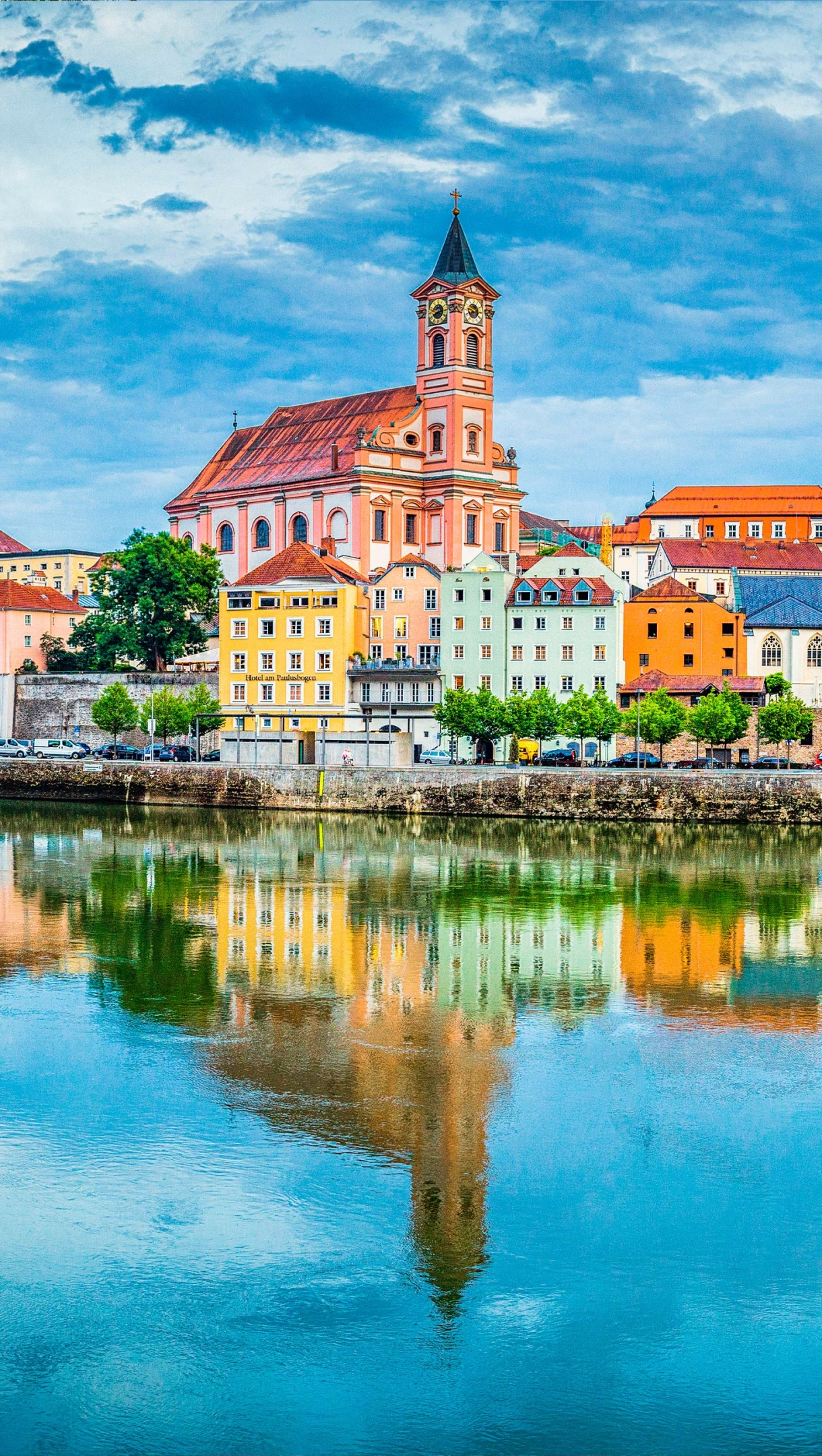 The city of Passau reflecting in the Danube River, Bavaria, Germany by Scott Wilson