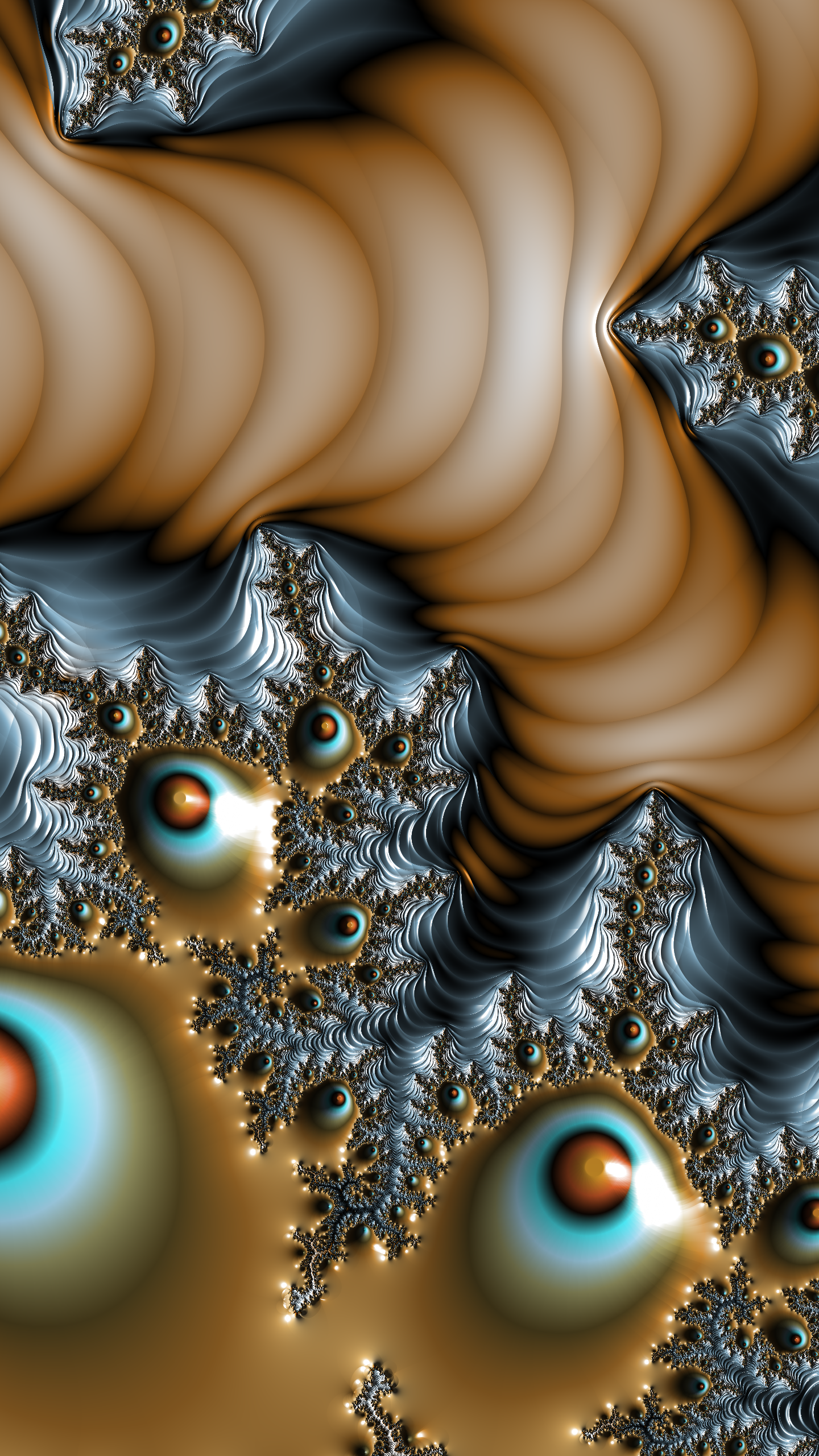 Vertical Fractal Background for Smartphone - Cyan and Brown by Dr-Pen