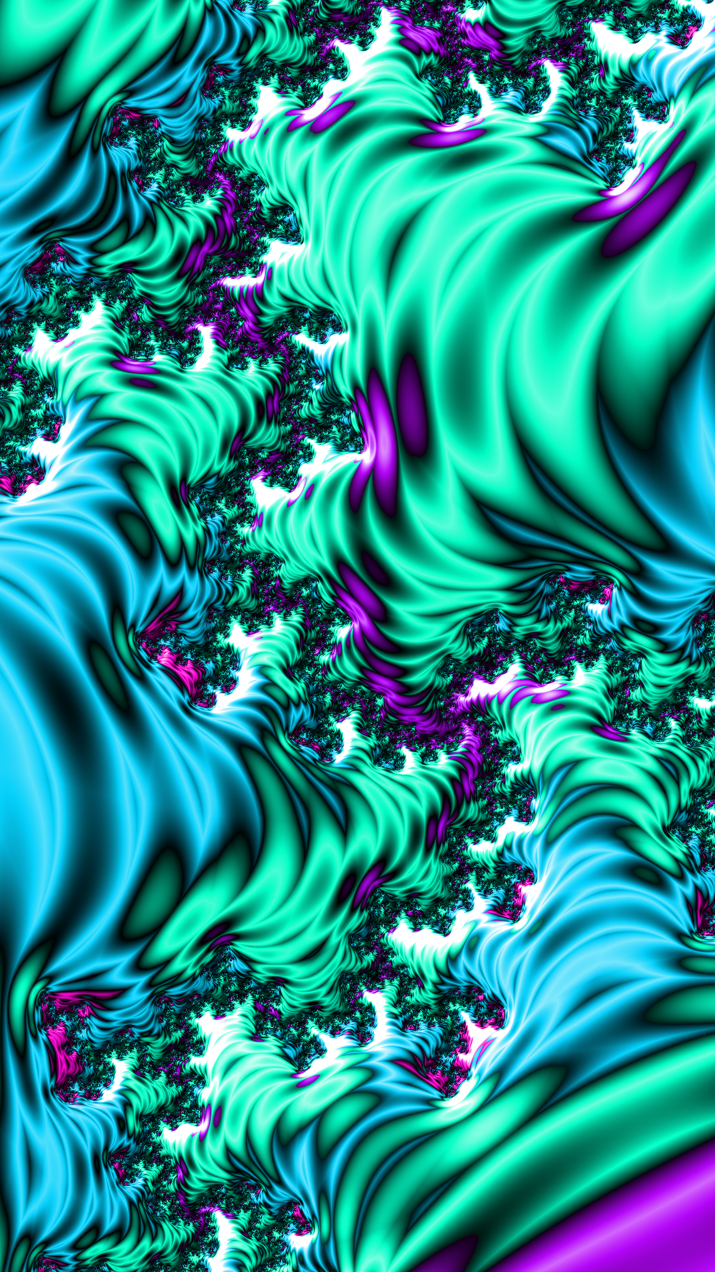 Vertical Fractal Background for Smartphone - Aqua and Turquoise by Dr-Pen