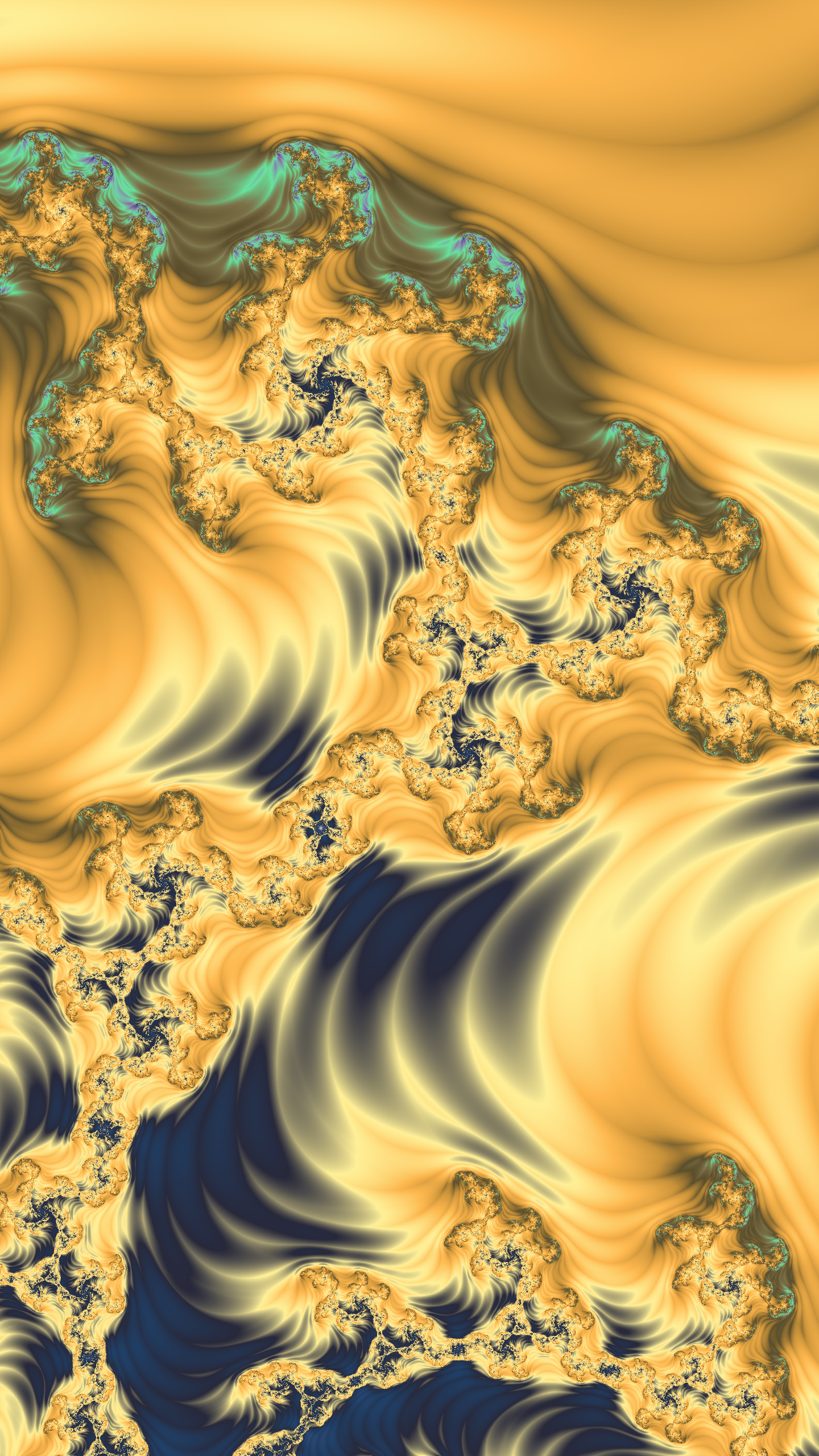 Vertical Fractal Background for Smartphone - Dark Blue and Yellow by Dr-Pen
