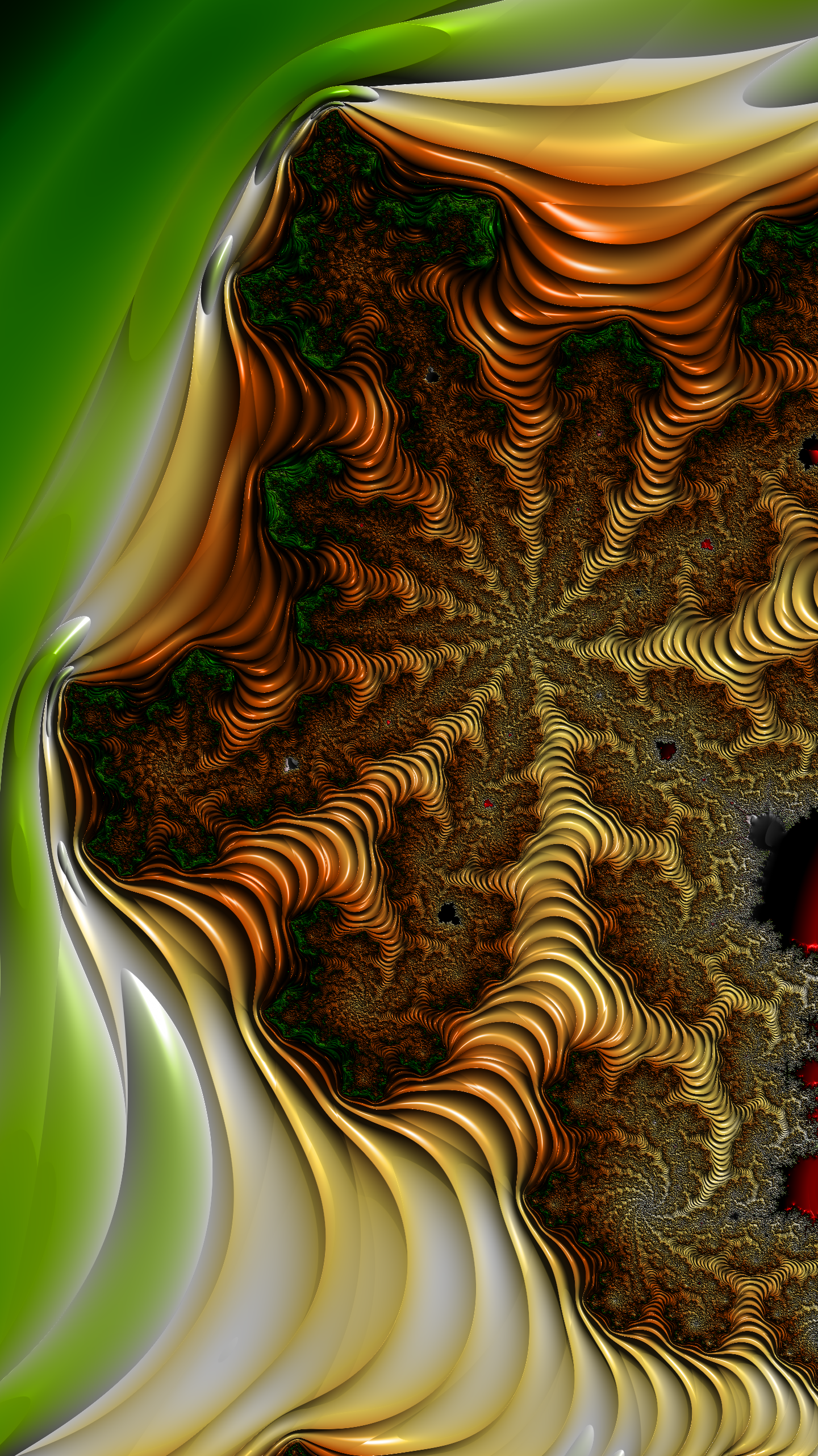 Vertical Fractal Background for Smartphone - Orange and Green by Dr-Pen