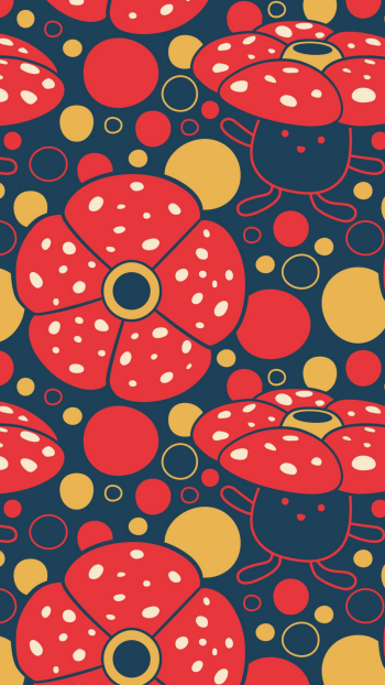 Colorful phone wallpaper featuring bold, stylized Pokémon designs and abstract circles, compatible with iPhone and Android devices.